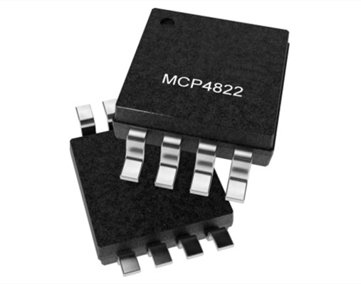 MCP4822T-E/SN內(nèi)置基準電壓源的雙通道、12位數(shù)模轉(zhuǎn)換器（DAC） 8SOIC