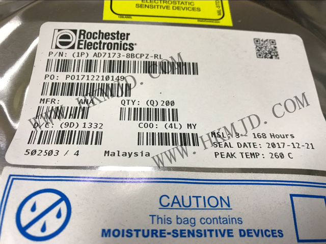 AD7173-8BCPZ：8/16通道、31.25kSPS、24位Σ-Δ型ADC