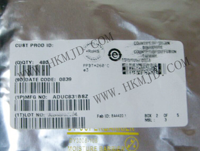 ADUC831BSZ：具有嵌入式62 KB閃存MCU的MicroConverter?、12位ADC和DAC