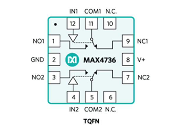 MAX4736ETC：一款低電壓、單電源、雙路SPDT模擬開關