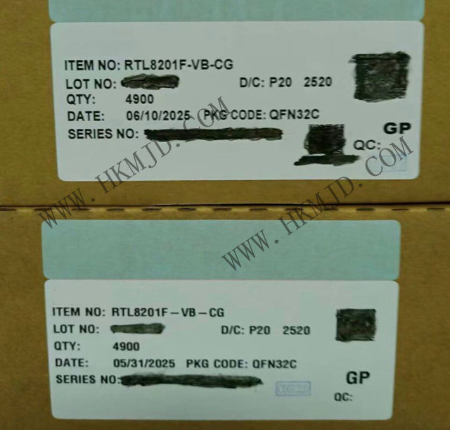Realtek（瑞昱）以太網(wǎng)芯片 RTL8201F-VB-CG 單端口10/100Mbps以太網(wǎng)物理層收發(fā)器