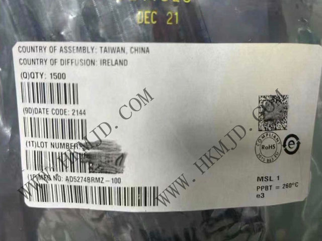 NEW（ADI）AD5274BRMZ-100：單通道、1%電阻容差、256位數(shù)字可變電阻器